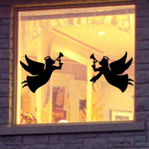 Christmas Angel Window Cling Decal silhouette Set:Reusable+ Durable - Picture 4 of 5